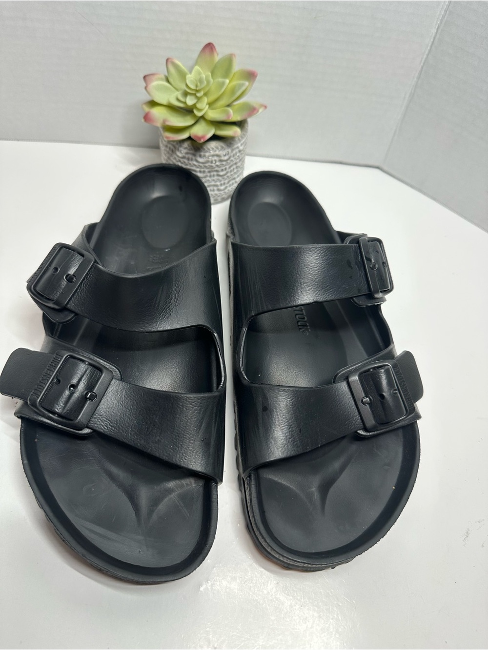 Birkenstock Black Two-Buckle Slide Sandals